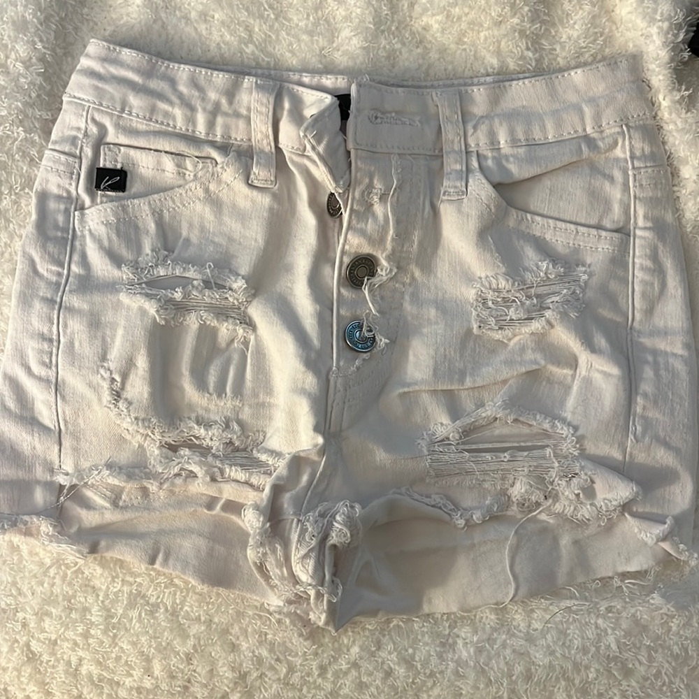 White high waisted shorts, size one. Obfreakingsessed w these & dont fit anymore
